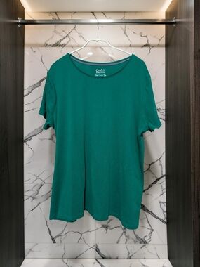Croft & Barrow Emerald Green Classic Tee Scoop Neck Short Sleeve Shirt L EUC